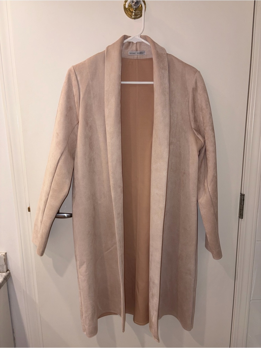 Zara Open-Front Beige Longline Coatigan